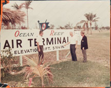 M.V. Kelly greets Jack Nicklaus and Dave Ragan at the Ocean Reef Air Terminal